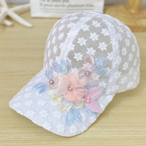 (White, One Size) (One Size, White) Women Flower Embroidered Baseball Cap Low Profile Sun Hat Adjustable Unstructured Dad Hat 2