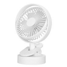 F5 Tischventilator mit Klemme, USB-Ladefunktion, Mini-Tischventilator (Weiß) HY