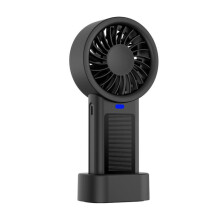Solarbetriebener Hand- und Tischventilator mit 5 Turbo-Stufen, 12 Flügeln und USB-Typ-C-Schnellladefunktion (Schwarz) HY