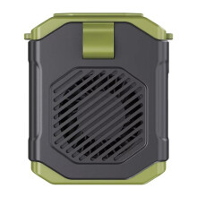 F31 Wiederaufladbarer, hüftmontierbarer Clip-Ventilator mit 5-stufiger Luftstromregulierung, Ständer und Taschenlampe (Grün)HY