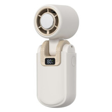 HX-F386 Mini-Faltventilator mit hoher Drehzahl und Digitalanzeige (Cremeweiß)HY