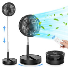 F9 Verbesserter, faltbarer und höhenverstellbarer Tischventilator mit 8000-mAh-Akku (Schwarz)HY