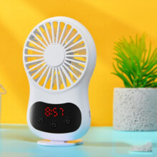 Reloj multifuncional, pequeño ventilador, mini ventilador USB de escritorio creativo (blanco) HY