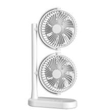 Doppelkopf-Tischventilator mit 360-Drehfunktion, 3 Geschwindigkeitsstufen und 4000-mAh-Akku