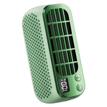 Tragbarer, blattloser Mini-Ventilator mit USB-Ladefunktion, Digitalanzeige und Nachtlicht für den Außenbereich (Grün) HY