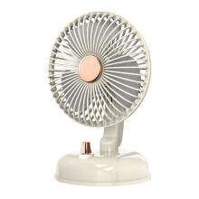 F10 Tragbarer, leiser Retro-USB-Tischventilator mit beweglichem Kopf (Milchweiß) HY