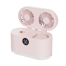 WT-818 Tischventilator mit zwei Flügeln, Sprühfunktion, intelligenter Digitalanzeige, Nachtlicht, Luftbefeuchter und Luftkühler (Elegan