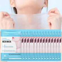 (Blue, 10 Bags) 10pcs Hydrating Firming Neck Mask for Wrinkle Reduction, 25g Each, Anti-Aging Neck Care, Moisturizing and Lifting