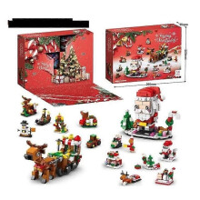 (E) Advent Calendar Kids With Christmas Building Blocks Diy Set Blind Box Puzzle Santa Claus Playset