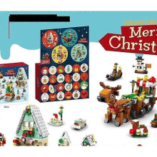 (A) Advent Calendar Kids With Christmas Building Blocks Diy Set Blind Box Puzzle Santa Claus Playset