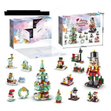 (F) Advent Calendar Kids With Christmas Building Blocks Diy Set Blind Box Puzzle Santa Claus Playset