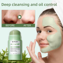 (Matches the image, wormwood mud film stick) BARUBT Wormwood Mud Film Stick Deep Cleansing Blackhead Remover Gentle Facial Mask for Oily Skin