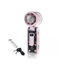 Portable Handheld Fan with Instant Ice Cooling Plate, LED Light, 100 Speeds, Rechargeable Mini Fan for Travel Camping Office (Light Purple Pink)