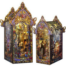 Habari Magic Night DIY 3D Puzzle Book Nook Kit Wooden Model Assembly High Precision UV Print 18x16x32cm Multicolor