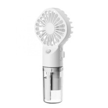 Portable Handheld Fan with Mist Spray Cooling, Rechargeable USB Pocket Size, White, Set of 2