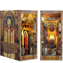 3D Book Nook Puzzle DIY Dragon Castle/Throne Bookend Wooden Model Kit UV Print High Difficulty 17.2x10x22.4 cm Multicolor