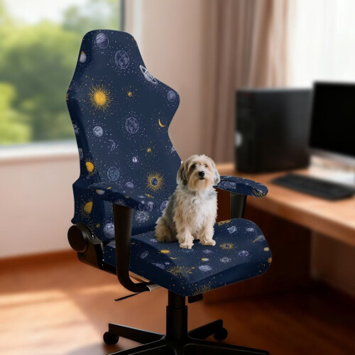 Blue Galaxy Gaming Chair Cover with Armrest Covers 1