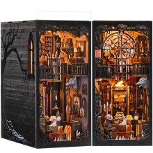 3D Puzzle Book Nook DIY Dracula/Addams Family Miniature Model, 366 Pieces, High-Quality Wooden Kit, Eco-Friendly, 18x12x30cm, Multicolor