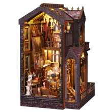 Miniature House 3D Puzzle Book Nook DIY Memory Gallery, Wood Paper Assembly Kit, CE Certified, 18.3x15.3x26.2 cm, Multicolor