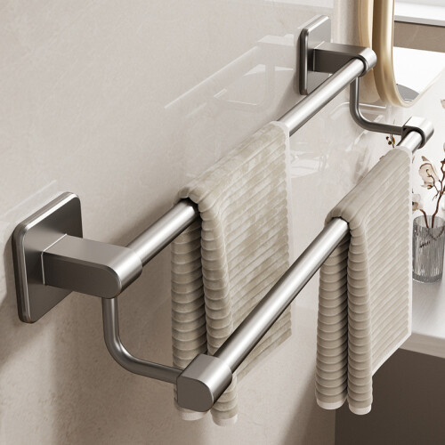 (White 30cm)Rod Shower Towel Rack With Suction Cup Wall Mount For Bathroom Storage Use 1