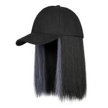 (G) Baseball Cap with Hair Extensions Heat Resistant Short Wavy Hair Extensions Hairpiece for Women Girls