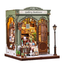 Book Nook Diorama Kit DIY Miniature House Model, 3D Wooden Puzzle, LED Lighting Decor, 15.5x16.2x15.5 cm, Creative Montessori Game for Adults Teens 8+