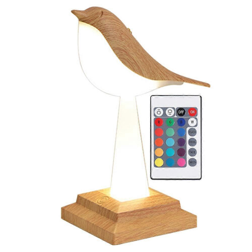 (Maple Color) Bird Aromatherapy Night Light Touch Control Remote Modern Magpie LED Table Lamp 3 Colors Dimming