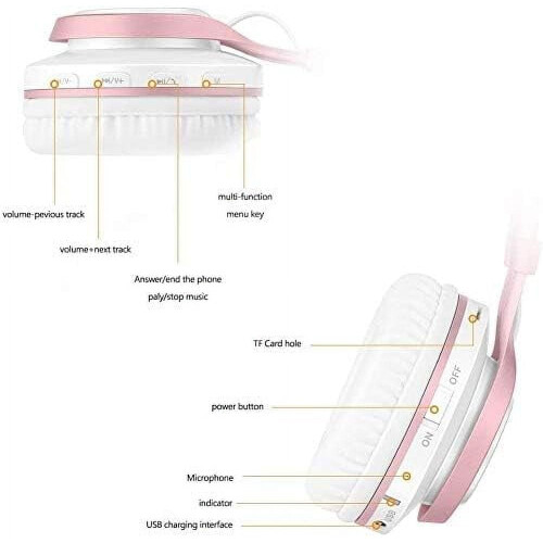 Ακουστικά Bluetooth LINLIN Over-Ear, ασύρματα πτυσσόμενα ακουστικά με μικρόφωνο, FM, κάρτα TF, 2