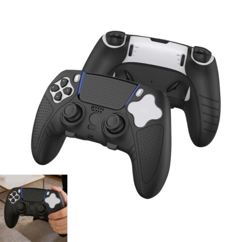 (Black) Anti-Slip Silicone Game Controller Protective Case Scratchproof Grip Cover for PS5 Xbox Switch 1