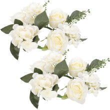 Candle Wreath Fake Rose Flower Ring 2 pcs