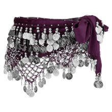 Chaîne de taille pour danse du ventre TureClos violette et argentée