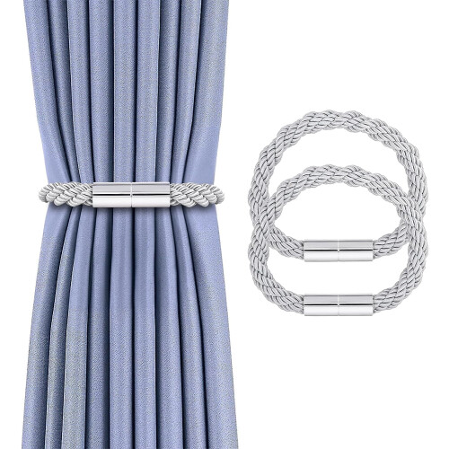 Magnetic Curtain Tie-Backs Grey 2-Pack
