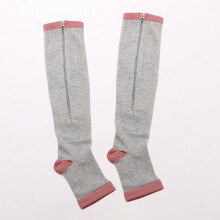 Compression Stockings Zipper Open Toe 20-30mmHg Wide Calf