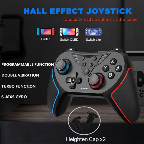 Gamepad inalámbrico ergonómico con joystick de efecto Hall (1 unidad)