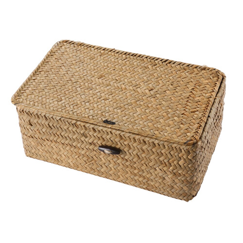 Woven Seagrass Storage Box with Lid 1 Pack
