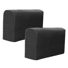 Sofa Armrest Covers Black Elastic Universal 2pcs