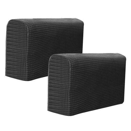 Sofa Armrest Covers Black Elastic Universal 2pcs