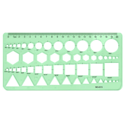 Green Plastic Geometric Template Ruler 0-20 cm