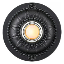 Front Door Round Iron Doorbell Button Black Wired LED