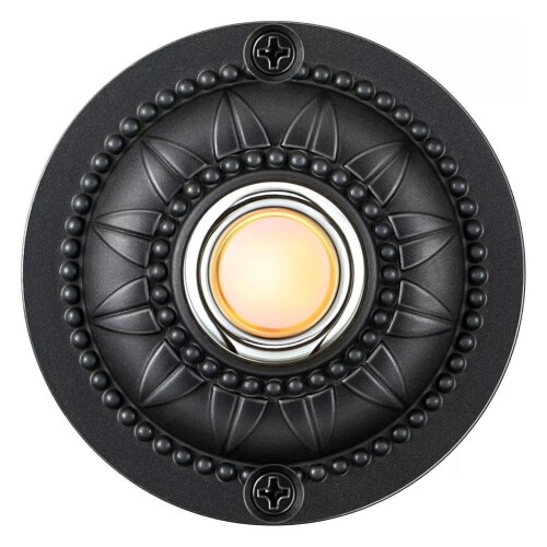 Front Door Round Iron Doorbell Button Black Wired LED
