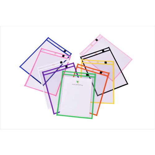 WOVTE Clear Dry Erase Pockets Plastic Sleeves 10 Pack