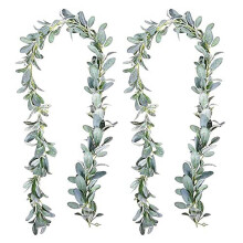 Artificial Lambs Ear Garland Flocked Green 2 Pack