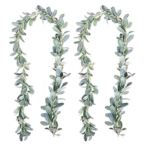 Artificial Lambs Ear Garland Flocked Green 2 Pack