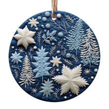 Blue Snowman Ornament Christmas Tree Decor 3 inch