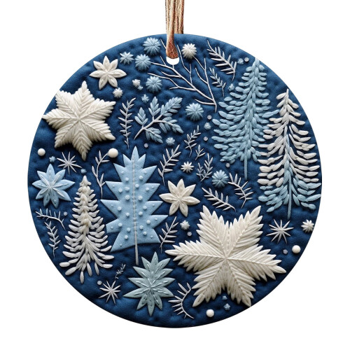 Blue Snowman Ornament Christmas Tree Decor 3 inch