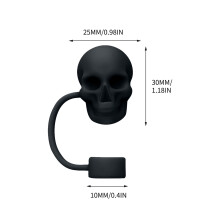 Skull Silicone Straw Toppers 10mm 6pcs