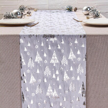 Christmas table runner white gold trees snowflakes 11x108