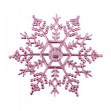 Pink Plastic Glitter Snowflake Ornaments 12 Pack