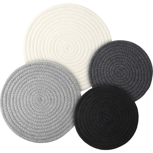 Cotton woven round trivet set 4 pieces