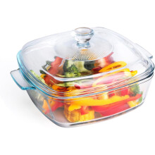 Clear round glass casserole dish with lid 1.7 qt